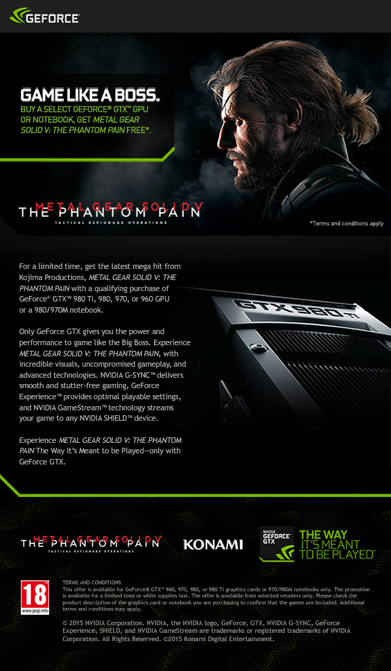 Metal Gear Solid - The Phantom Pain Nvidia Promotion