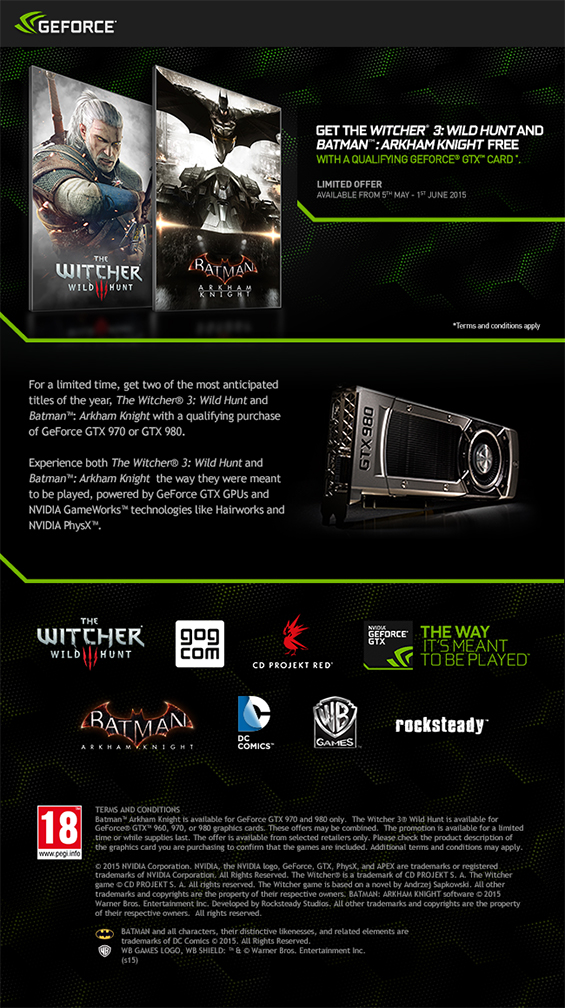 Batman Arkham Knight and the Witcher 3: Wild Hunt Nvidia Promotion