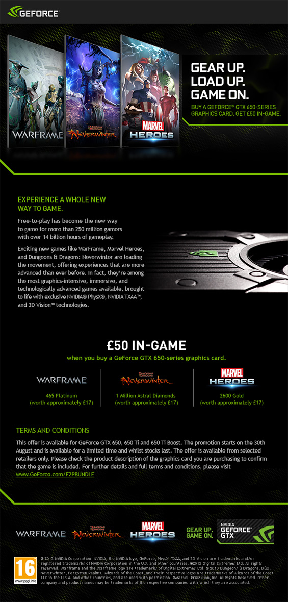 UK Gaming Computers Free to Play Nvidia Promotion
