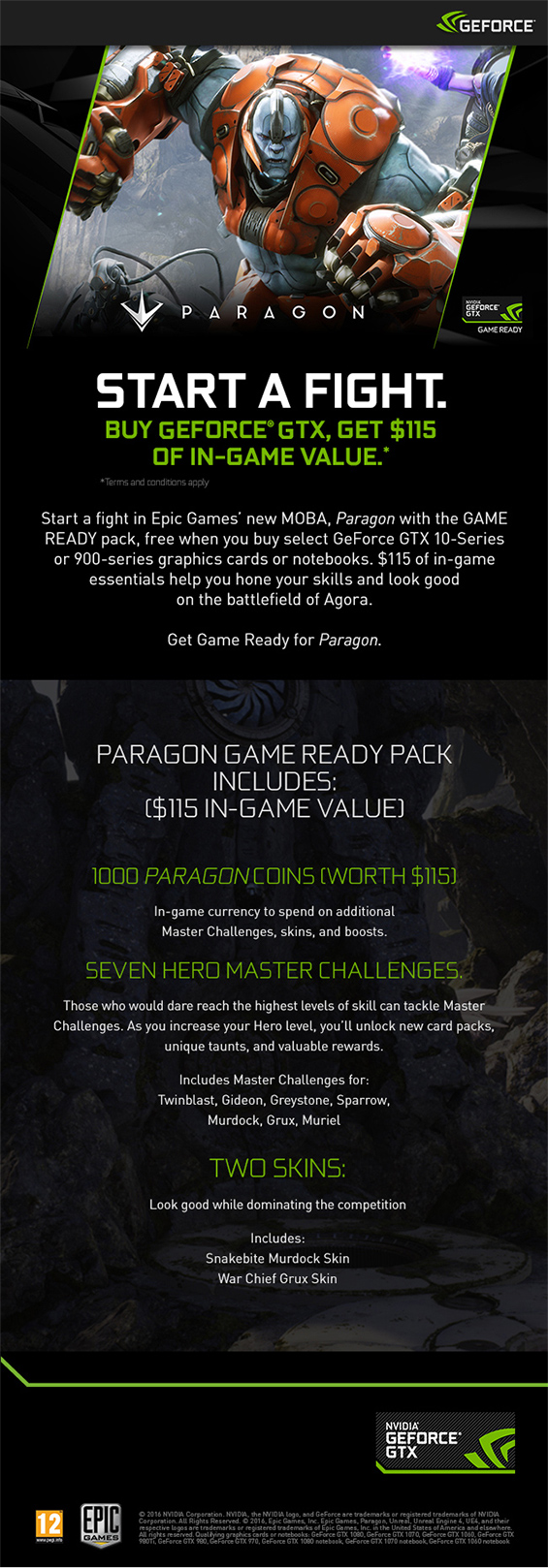 The Nvidia Pargon Game bundle info banner