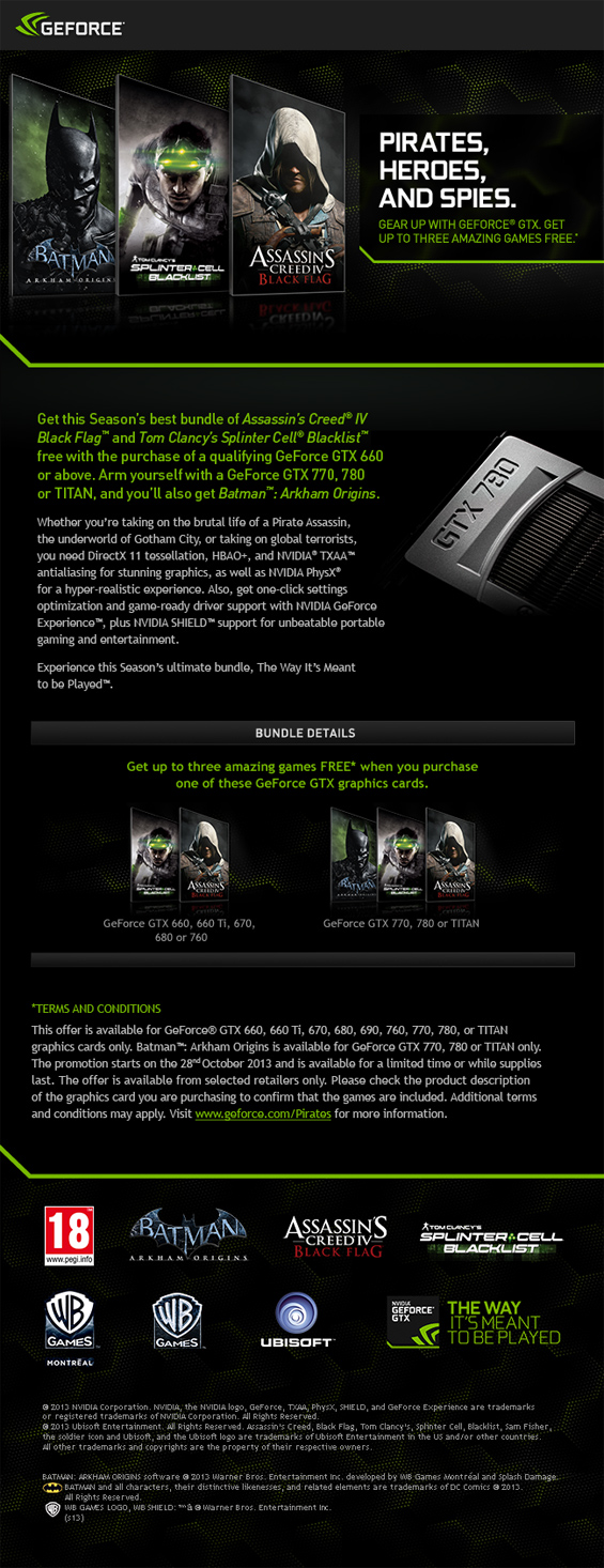 UK Gaming Computers Nvidia Pirates, Spies and Heros Promotion details