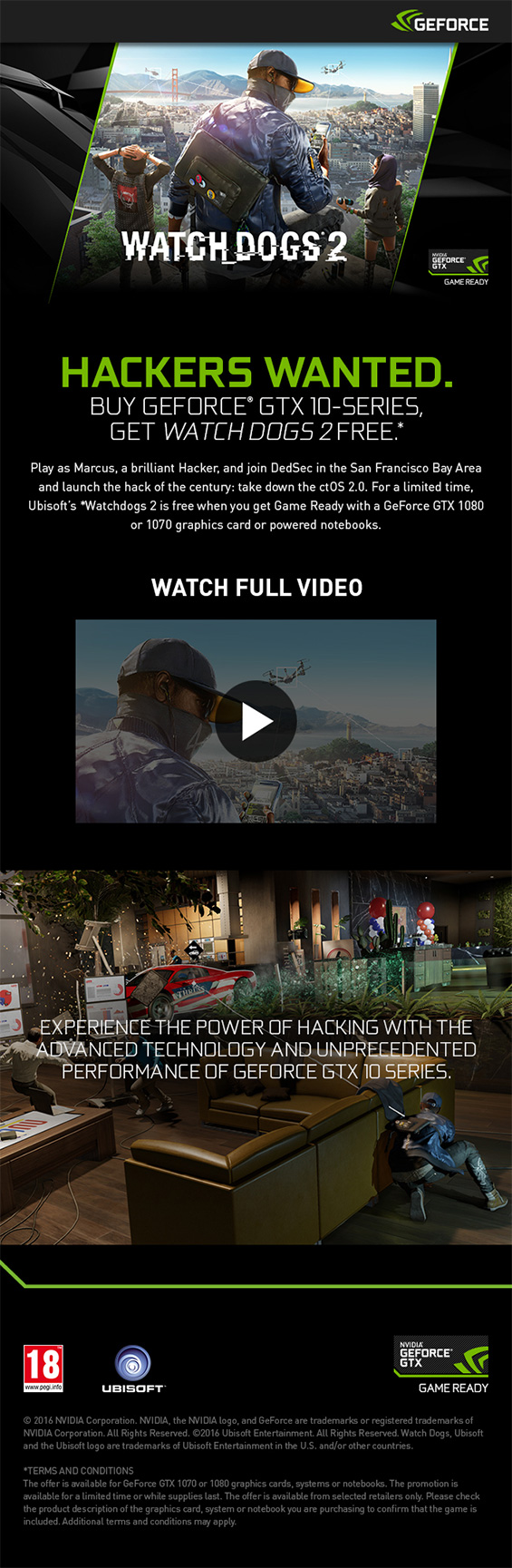 The Nvidia Watch Dogs 2 info banner