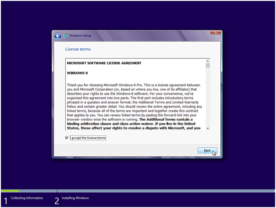 Microsoft Windows 8.1 Install Licence Agreement