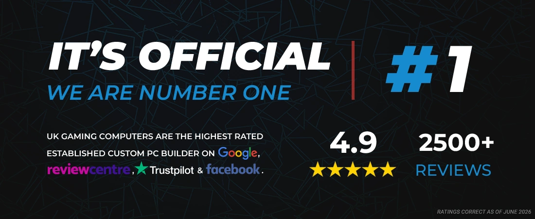 UK Gaming Computers rated number 1 with 4.9 stars and over 2500 reviews